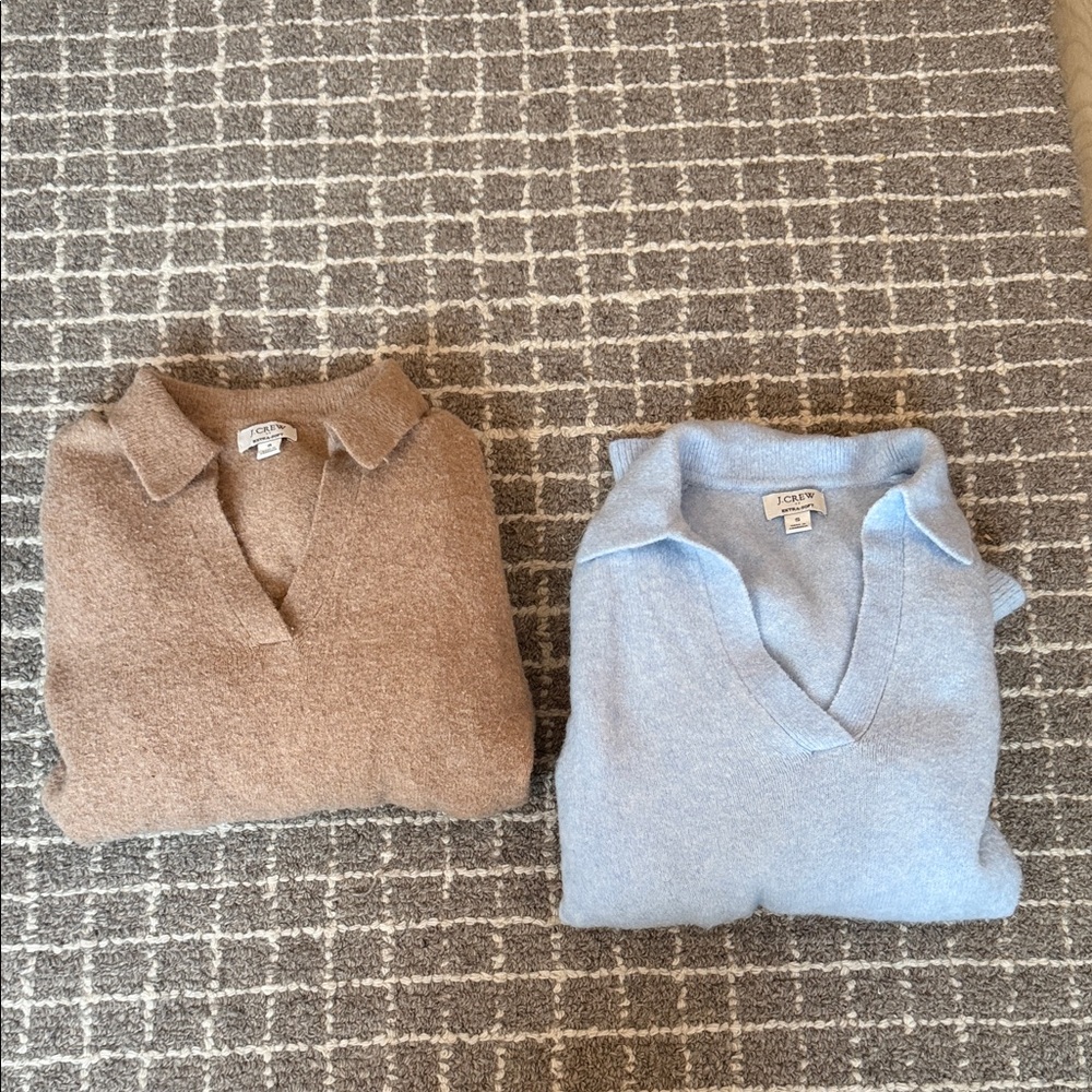 J.Crew Tan and Light Blue Collared Sweaters